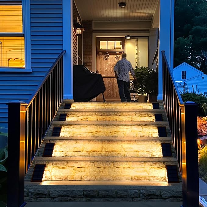 Solar Step Lights - 8 Pack Waterproof IP67, Outdoor Deck & Staircase Lights (Warm Brown) | Lumora
