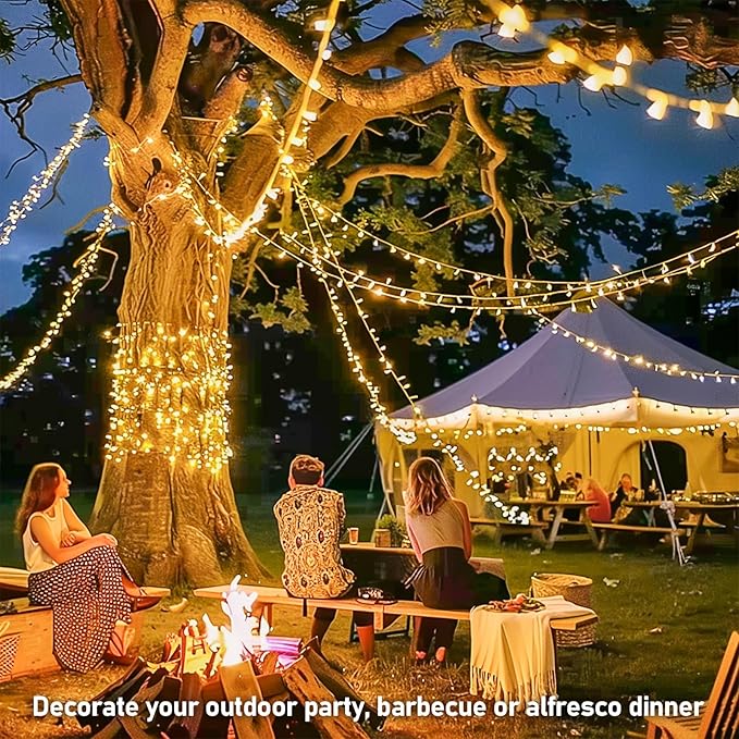 JMEXSUSS 150 LED Christmas Lights Indoor Plug in, Connectable Warm White Christmas Lights for Bedroom, 59ft 8 Modes | Lumora