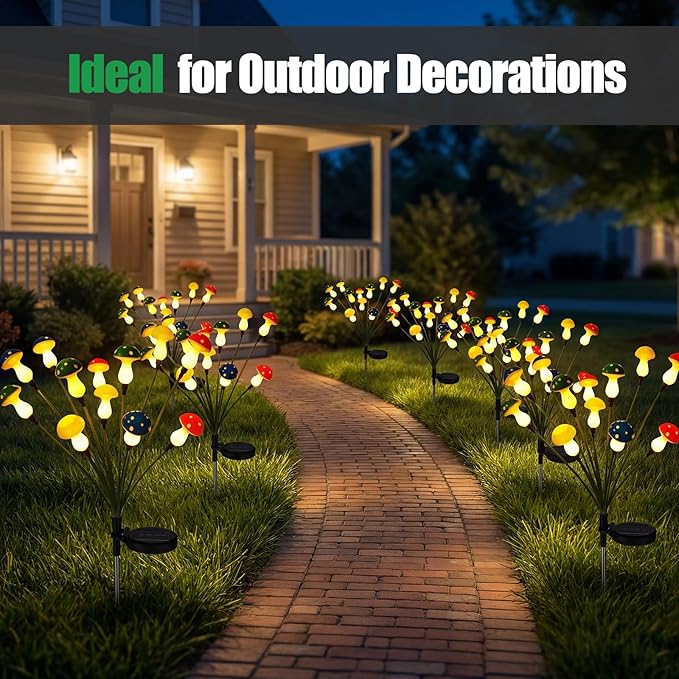 Riakrum 2 Pack Solar Mushroom Lights for Garden Decorative, 23 Inches 24 LED Waterproof Outdoor Light for Yard, Landscape, Path, Pathway, Lawn, Walkway, Driveway, Outside Backyard Decor