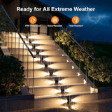 16 Pack Warm White Solar Powered Stair Lights for Outside Waterproof Deck Step Safety LED Ourdoor Decorative Lamps | Lumora