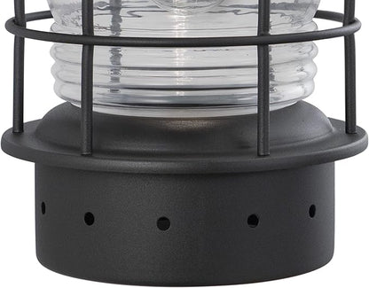 VAXCEL Hyannis 18 in. H 1-Light Textured Black Coastal Outdoor Wall Sconce Made of Durable Steel, Clear Ribbed Glass Shade, LED Compatible, Use for Exterior Porch Patio Front Door or Garage