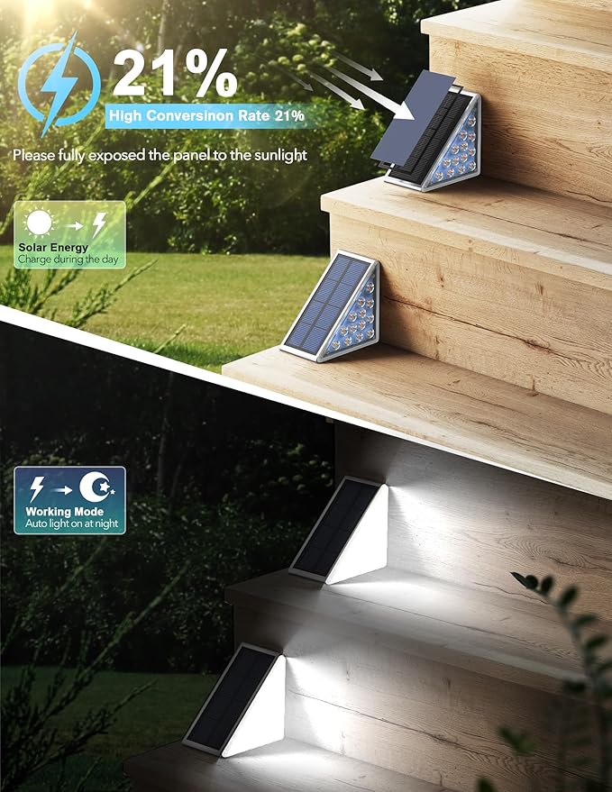 LED Solar Step Lights Waterproof Outdoor Stair Lights, Solar Deck Light Outdoor Decor IP67 Solar Decoration Light | Lumora