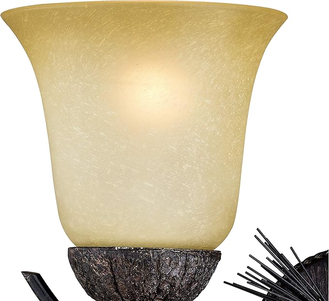 VAXCEL Sierra 2-Light 15 inch Wide Black Walnut Rustic Bathroom Vanity Lighting Fixture, Creme Cognac Glass Shade | Lumora