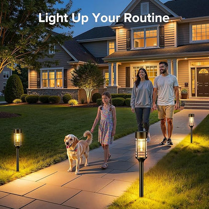 LETMY Solar Pathway Lights Outdoor, 2 Pack Solar Lights Outdoor Waterproof IP65, Bright Solar Garden Lights Outdoor, Auto On/Off Outdoor Solar Lights for Yard Walkway Driveway Landscape Garden Decor