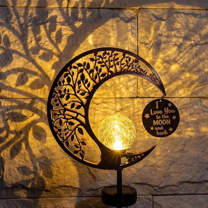 MEBRUDY Solar Garden Decor Lights with Tag, Moon Solar Light Waterproof Outdoor Decor for Yard, Lawn, Patio, Pathway, Garden Gifts for Mother, Grandma, Women