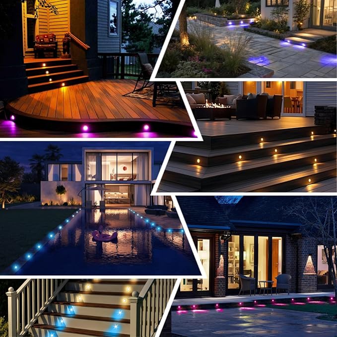 FVTLED LED Deck Lights Kit, 50pcs Φ1.22 WiFi Smart Phone Control Low Voltage Recessed RGBW Deck Lighting Waterproof | Lumora