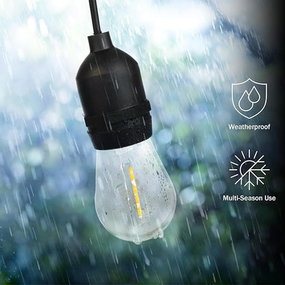 Outdoor String Lights - 50 Ft Patio Lights with 24 Vintage-Style LED Edison Bulbs and Hanging Sockets for Porch, Backyard, and Events by Pure Garden