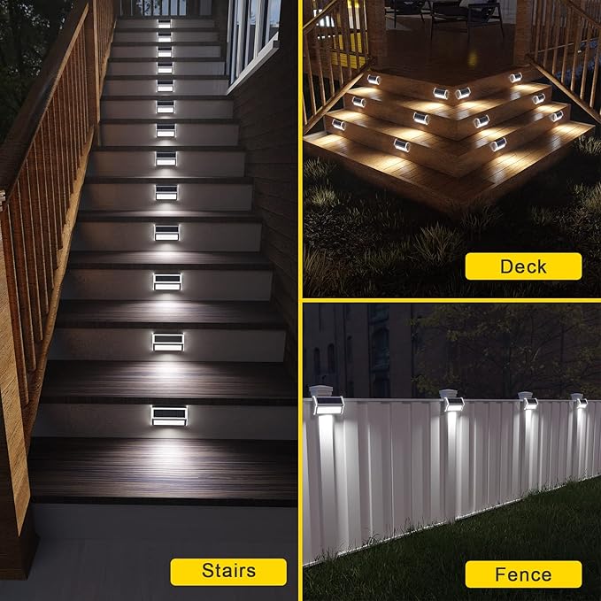 ROSHWEY Solar Lights Outdoor 6 Pack 30 LED Deck Lights Solar Powered Waterproof Outside Stair Light Fence Post Lamp | Lumora