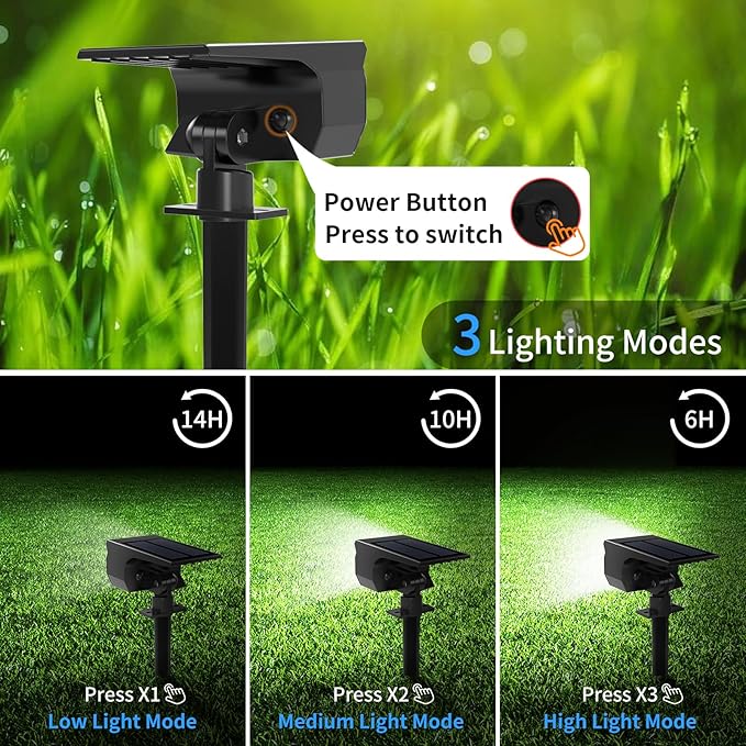 Solar Spot Lights Outdoor 6 Pack, [46 LED/3 Modes] Solar Landscape Spotlights Waterproof, 2-in-1 Auto On/Off Solar | Lumora