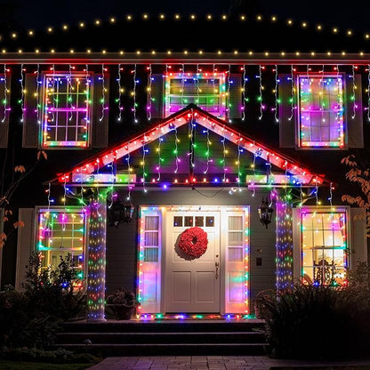 Joomer RGB Christmas Icicle Lights - 66FT Color Changing Outdoor String Lights with Remote Timer, Dripping Blood Effect for Haunted House, Roof, Eaves, Christmas Decor (Non-Connectable)