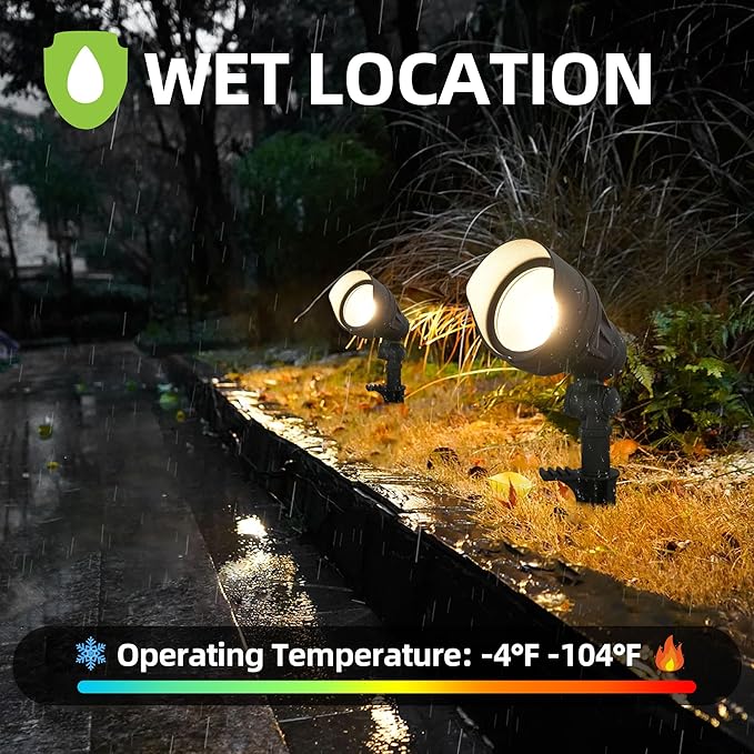 hykolity Low Voltage Landscape Spotlight, 12V Die-cast Aluminum LED Landscape Lighting with Connector, 9.8W 390LM | Lumora