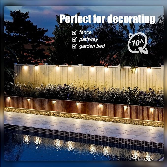Solar Garden Lights Solar Deck Lights Outdoor Waterproof Led for Stairs Yard Patio Landscape Lighting(Black)