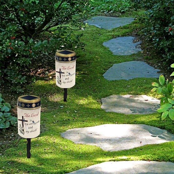 Wooden Cross Solar Walkway Lights Outdoor Waterproof Led Light Solar Grave Lights for Cemetery Flameless Solar | Lumora