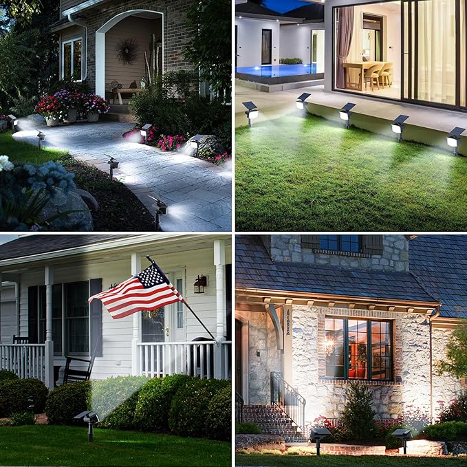 8 Pack Solar Spot Lights Outdoor, Waterproof IP65 Adjustable, 3 Lighting Modes Solar Powered Landscape Spotlights | Lumora