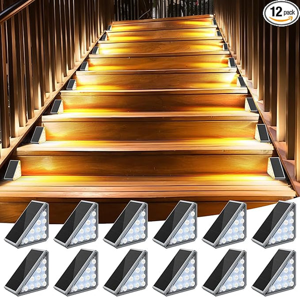 12 Pack Solar Stair Lights Outdoor Stair Lights with Waterproof IP67 LED Solar Light for Outside Light Decor for | Lumora
