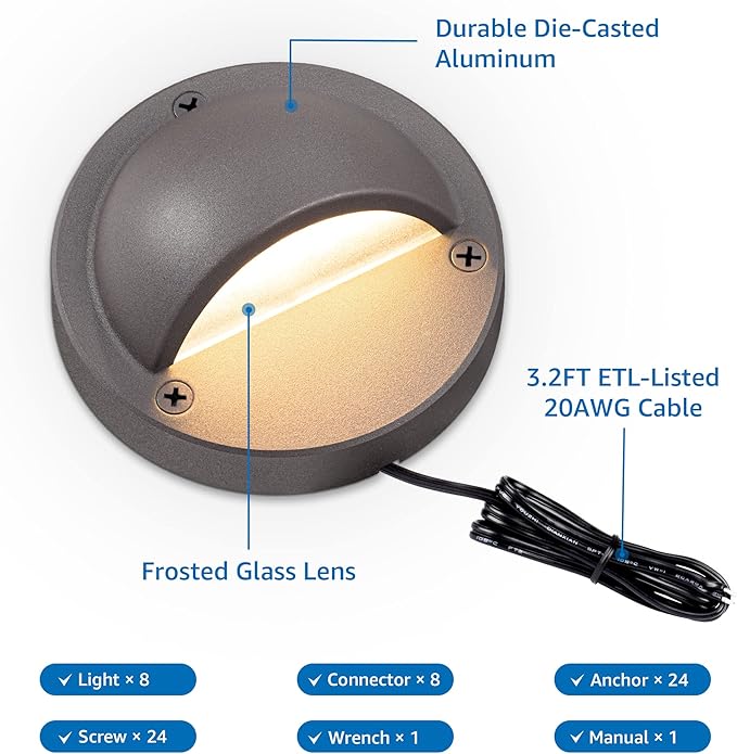 SUNVIE Low Voltage Deck Lights with Fastlock2 Wire Connector 5W LED Landscape Step Stair Lights Outdoor Accent | Lumora