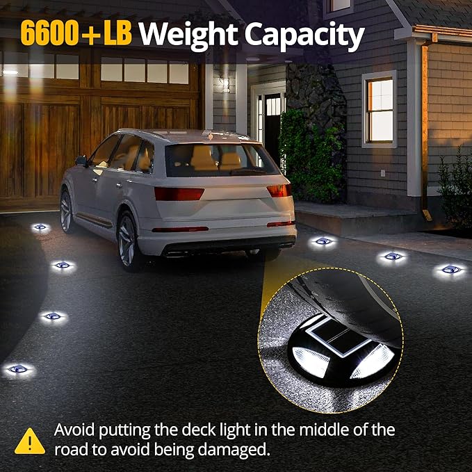 INCLAKE Solar Dock Lights Outdoor Waterproof IP68, 12 Pack Solar Driveway Lights with 2 Color Modes for Step, Sidewalk, Pathway, Patio, Garden (Blue/White)