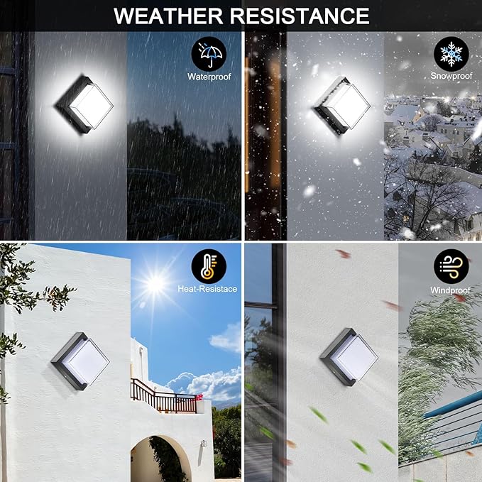 Exterior Wall Lights, Modern Waterproof Outdoor Ceiling Wall Mount Lighting, Black Square Small Led Porch Light | Lumora