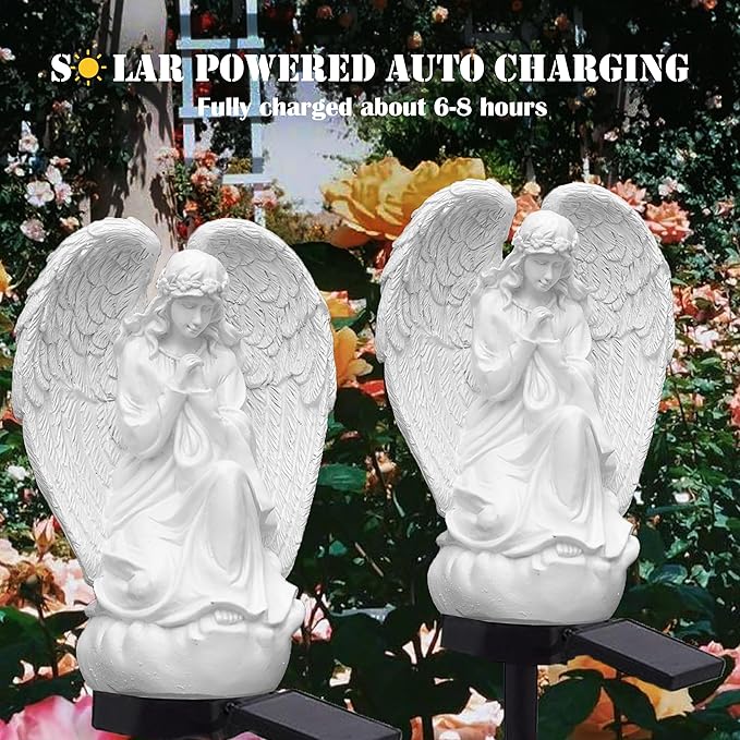 SunKite Angel Garden Solar LED Light Outdoor Waterproof Decorative Stake Lights for Yard Patio Pathway Lawn Ornaments Garden Decor Christian Christmas Decorations Gifts