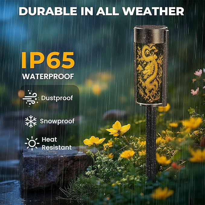 4 Pack Solar Pathway Lights Outdoor Waterproof Traditional Chinese Cloud Black Solar Garden Lights LED Landscape Lighting for Yard Walkway Lawn Garden Decor