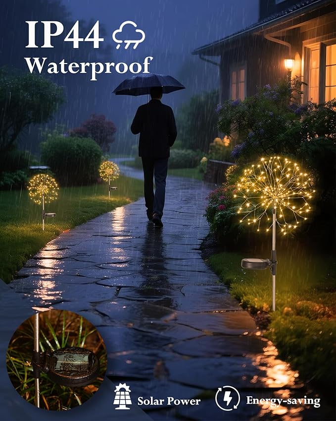 Solar Garden Lights Outdoor Yard Decorations, 2 Pack 150Leds Pathway Lights Stake, Fairy Firework Light for Garden | Lumora