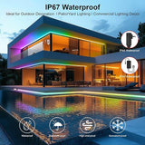 80ft COB RGB+IC LED Strip Lights IP67 Waterproof , Bright Dream Color COB LED Strip with RF Remote App Control | Lumora