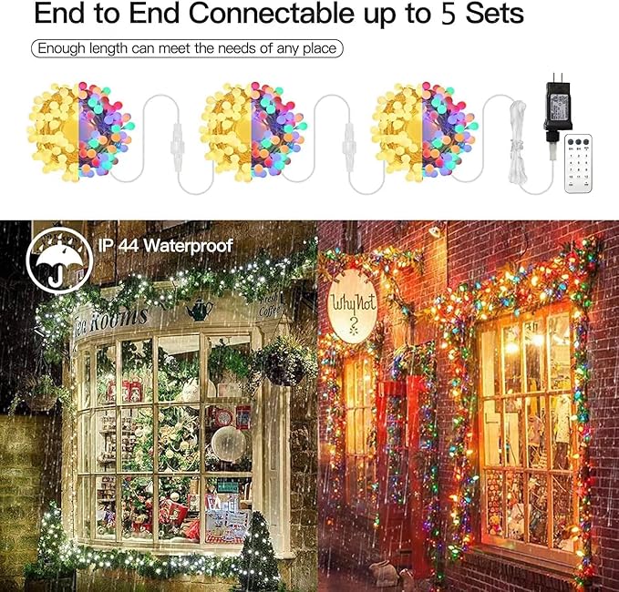 116ft Color Changing String Lights, 200 LED Multicolor & Warm White Globe Lights with Remote, 11 Modes, IP44 | Lumora