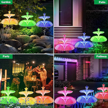 exciting Lives Solar Jellyfish Lamp Set of 2 - Jellyfish and Star Solar Flower Lights for Christmas Day, New Year, Diwali, for Outdoor, Garden Decor, Gifts for Women, Wife, Girlfriend