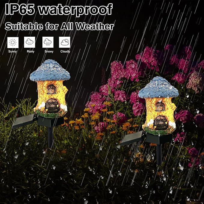 Mushroom Solar Lights Outdoor, Waterproof Fairy Houses Light Mushroom Garden Decor Decorative Solar Powered Garden | Lumora