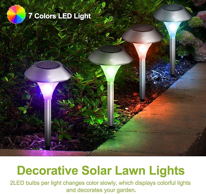 KOCASO Solar Lights Outdoor Decorative, 4Pack Solar Garden Lights Stakes, Flower Bed Decorations Mosaic, Decor for Path, IP44 Waterproof for Yard Driveway Walkway