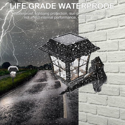 2pcs Solar Wall Lights Outdoor Waterproof Solar LED Yard Lamps Warm White Garden Path Lights for Patio Lawn Landscape Lighting