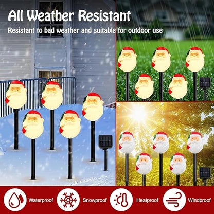Lewondr Solar Christmas Pathway Lights, 5 PCS Solar Christmas Decorations Outdoor with 2 Lighting Modes, Santa Claus Lights with Garden Stake, Waterproof Garden Yard Lawn Patio Walkway Holiday Decor