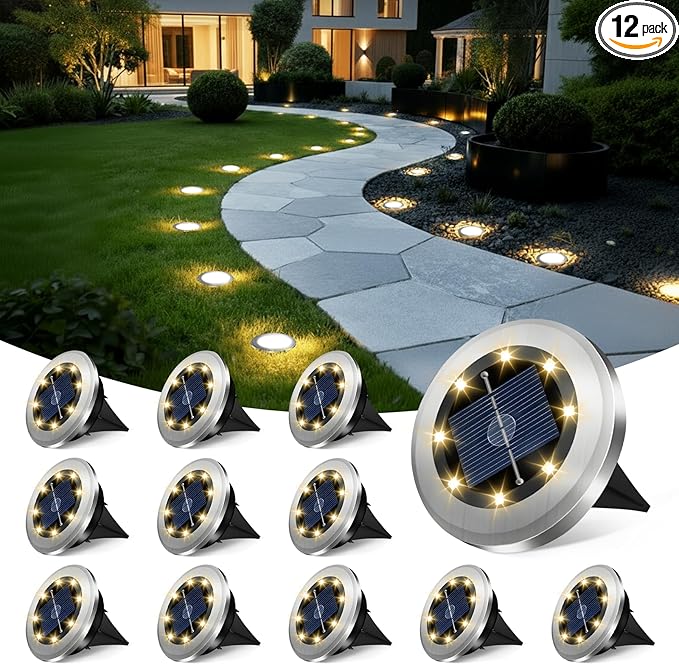 Mini Solar Ground Lights 12 Pack, Solar Lights Outdoor Waterproof, Solar Garden Lights Outdoor Landscape Lighting | Lumora