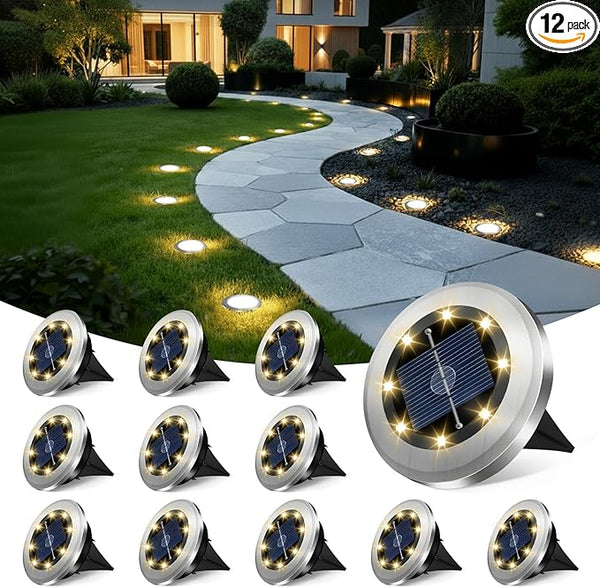 Mini Solar Ground Lights 12 Pack, Solar Lights Outdoor Waterproof, Solar Garden Lights Outdoor Landscape Lighting | Lumora