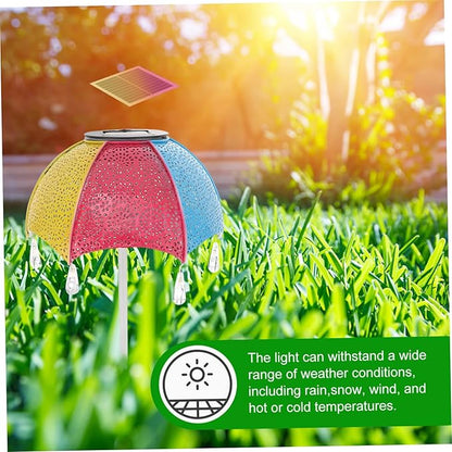 SUPVOX Garden Stake Lights Lights Iron Umbrella Solar Pathway Lamp Outdoor Decor Illuminating Garden