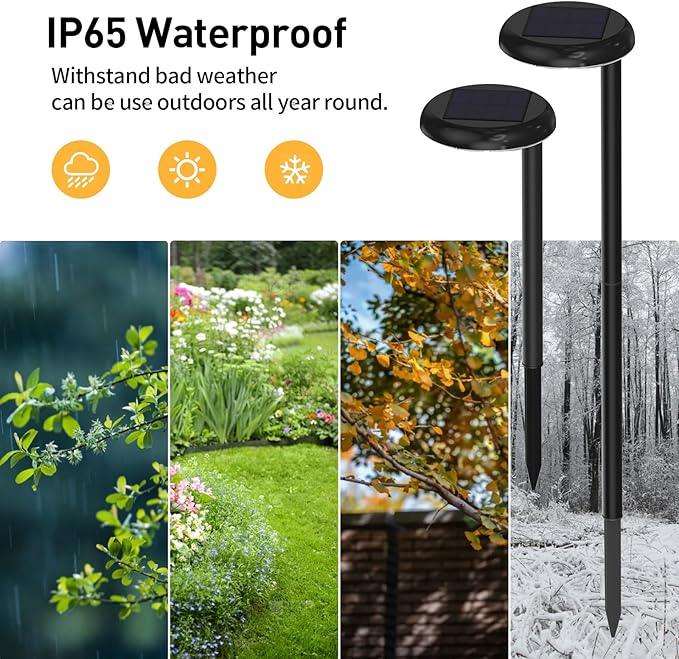 Solar Pathway Lights - Super Bright 300 Lumens with 2-in-1 Warm White & Daylight Color, Solar Path Lights for Pathway, Sidewalk, Driveway, Garden,Parterre etc,Landscape Lighting (6-Pack)