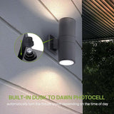 ASD 2 Light Dusk to Dawn LED Outdoor Wall Light Fixture | 18W 1900LM 3000K-5000K 120V Cylinder Up Down Lights | | Lumora