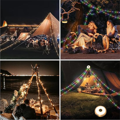 Camping Lights String: Outdoor String Lights with 5 Lighting Modes - Quick 30s Recovery Durable and Waterproof - USB Charging Portable Camping Lights for Camping/Yard/and Hiking - 2PACK
