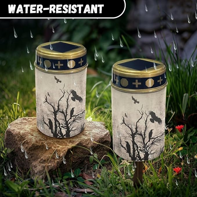 Outdoor Solar Garden Lights,Waterproof Tree Branch Bird Solar Outdoor Lights,Solar Stake Lights for Cemetery Grave Garden Patio Yard Lawn Decoration