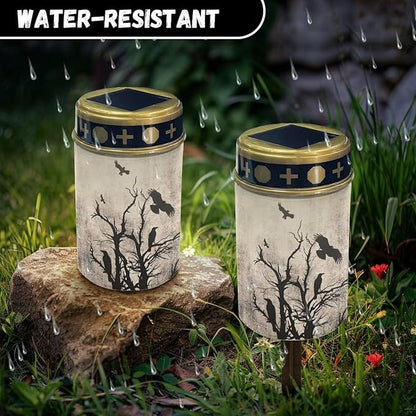 Outdoor Solar Garden Lights,Waterproof Tree Branch Bird Solar Outdoor Lights,Solar Stake Lights for Cemetery Grave Garden Patio Yard Lawn Decoration