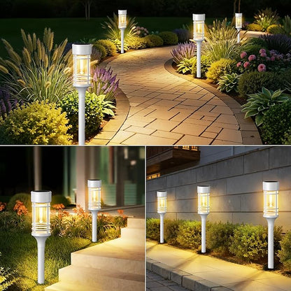 LETMY Solar Pathway Lights Outdoor, 4 Pack Solar Lights Outdoor Waterproof IP65, Bright Garden Light for Yard Walkway Driveway Landscape Garden Decor（White）