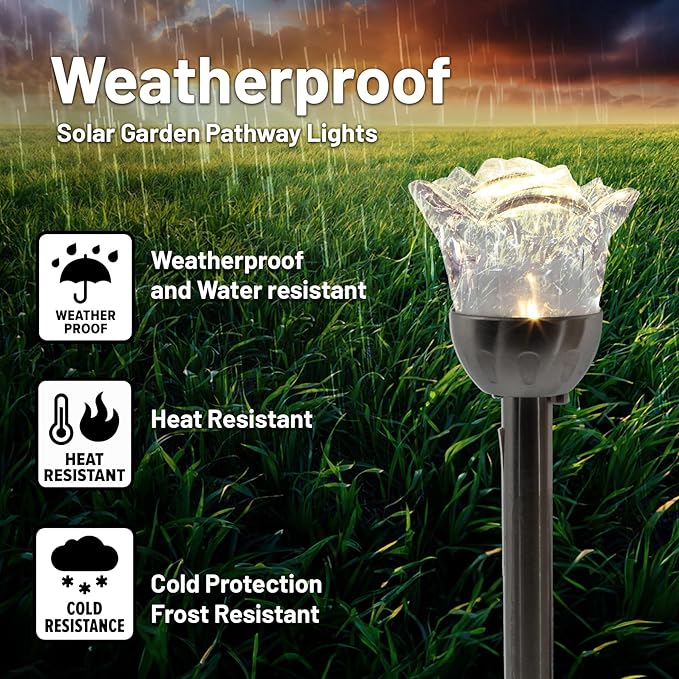 Crosslight LED Rose Garden Stake Lights (4 Pack) - Waterproof RGB Color Changing Outdoor Decoration Perfect for | Lumora
