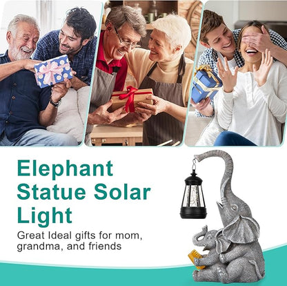 Solar Elephant Statue LED Lights Garden Decoration, Outdoor Statue Lights Patio Art Lawn Porch Deck Balcony Decoration - Birthday, Options for Mom, Lady Lover