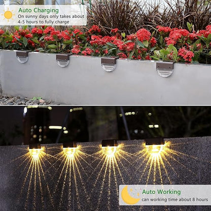 QUQUQ Solar Pathway Lights Solar Deck Lights Waterproof LED Outdoor Step Fence Outside Garden Yard Patio Decor
