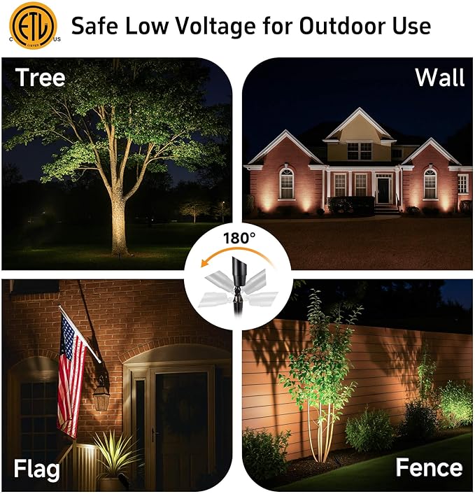Gardenreet LED Spot Light Outdoor - Die-Cast Brass 12V Uplighting Waterproof, Low Voltage Landscape Lights Metal | Lumora