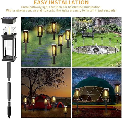 WHATOOK Solar Pathway Lights Outdoor 6 Pack IP65 Waterproof Auto On/Off Solar Powered Landscape Path Lights for Yard Lawn Patio Walkway Driveway