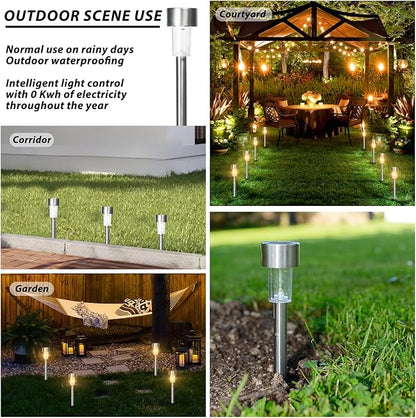 Solar Lights Outdoor Waterproof, 24 Pack Bright Pathway Lights, Solar Pathway Light with Auto On/Off, Warm White Light for Garden,Yard,Walkway and Landscape