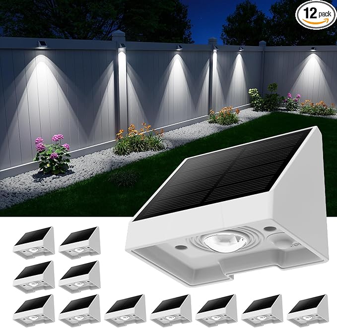 Solar Fence Light (12, Cool White)