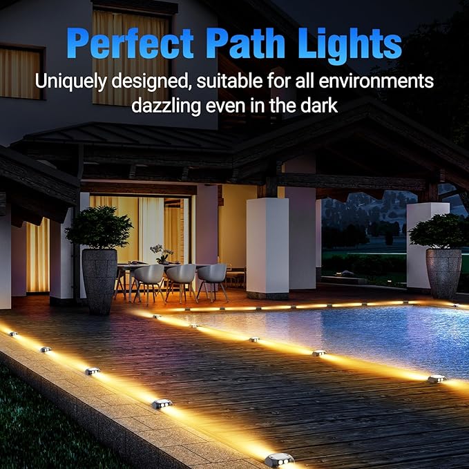 Quntis Solar Driveway Lights Outdoor Waterproof 12 Pack, LED Solar Deck Lights Dock Lighting, Dusk to Dawn Fast | Lumora