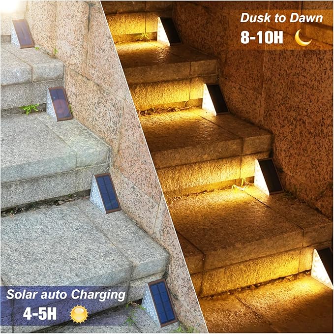 VOLISUN Solar Step Lights Outdoor Waterproof, LED Outdoor Stair Lights, Solar Step Light for Outside, Deck Light | Lumora